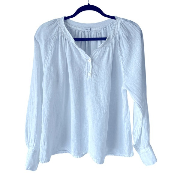Puro Lino Made in Italy White Peasant Blouse Dolman Sleeve Top CottageCore M - Picture 1 of 8